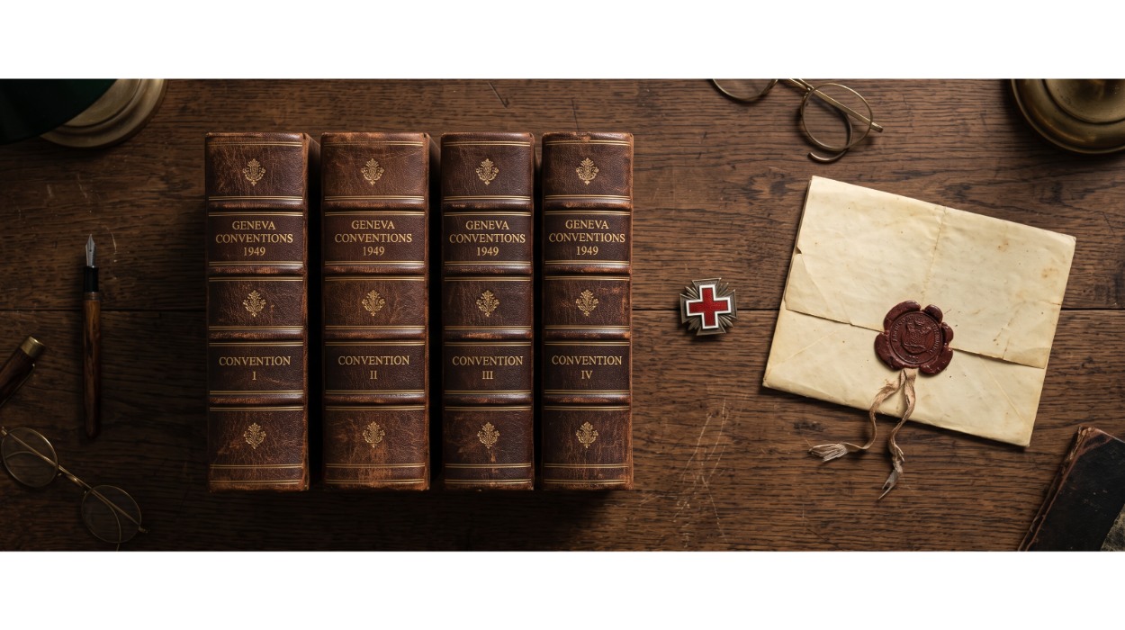 The four Geneva Conventions of 1949 and their Additional Protocols — the core treaty framework of IHL and the law of armed conflict
